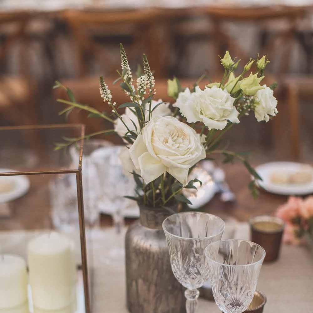 Outdoor Dining At Italian Wedding // Bridesmaids In Grey Dresses By Jenny Yoo // Rustic Luxe Wedding In Tuscany Styled By The Wedding Of My Dreams With Flowers By Passion For Flowers Anna Campbell Bride Images & Film From WE ARE // THE CLARKES
