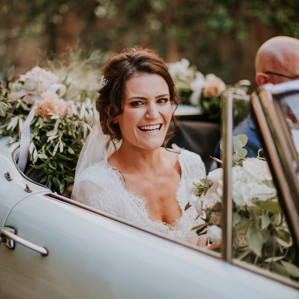 Bridal Entrance in Long Lace Sleeve Gown from Morgan Davies | D&A Photography | Ben Walton Films