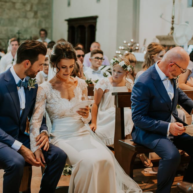 Church Wedding Ceremony | Bride in Morgan Davies Gown | Groom in Suit Supply | D&A Photography | Ben Walton Films