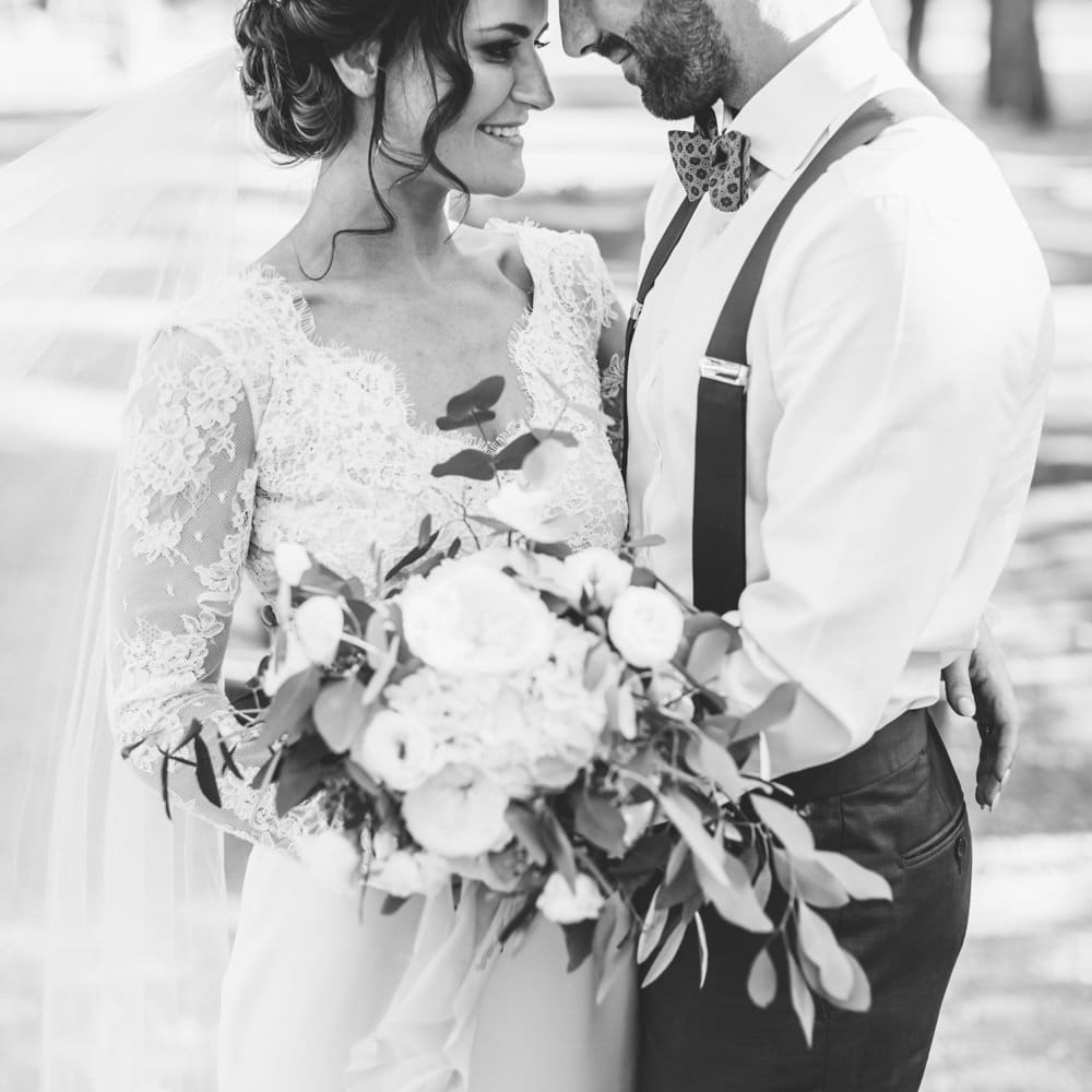 Bride in Morgan Davies Gown | Groom in Suit Supply | D&A Photography | Ben Walton Films