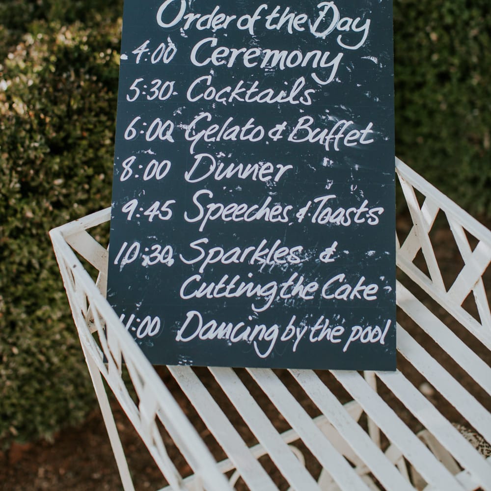 Chalkboard Wedding Sign | Tuscan Wedding Planned by Romeo & Juliet Weddings | D&A Photography | Ben Walton Films