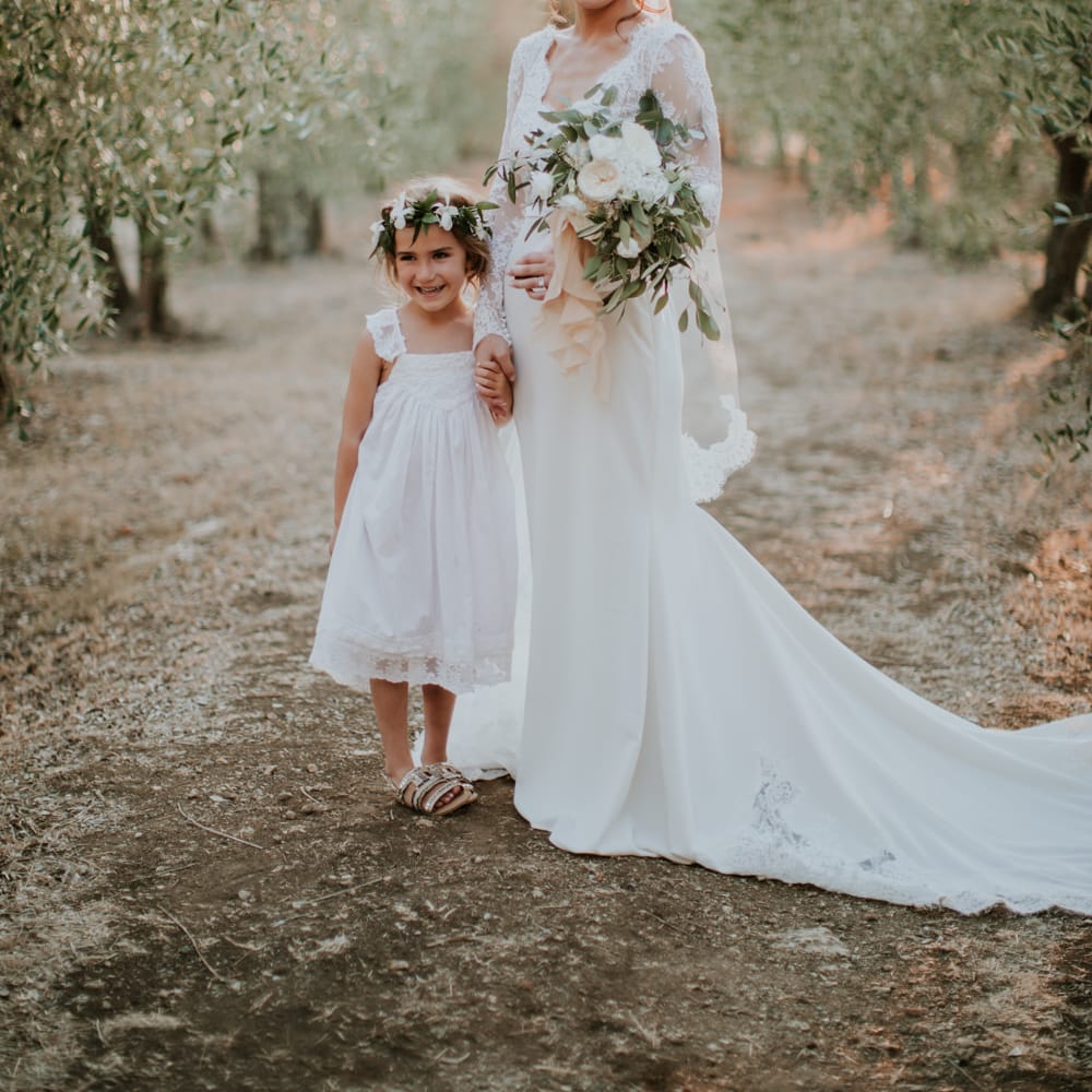 Bride in Morgan Davies Gown | Flower Girl in Tea Princess Dress | D&A Photography | Ben Walton Films