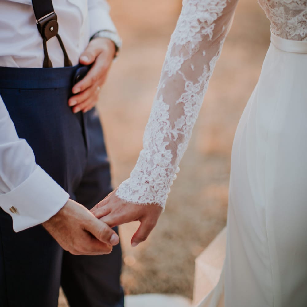 Bride in Morgan Davies Gown | Groom in Suit Supply | D&A Photography | Ben Walton Films