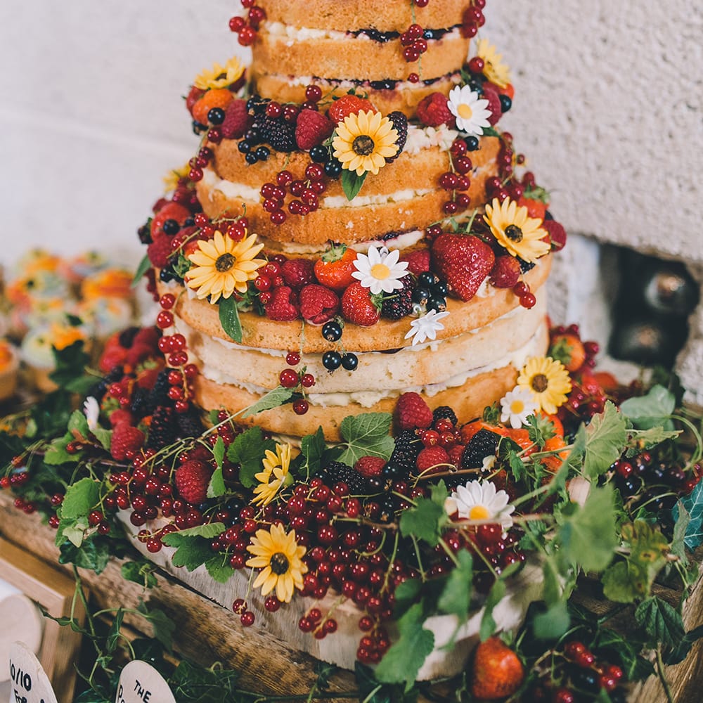 Naked Wedding Cake With Fresh Fruit // Image by Story + Colour