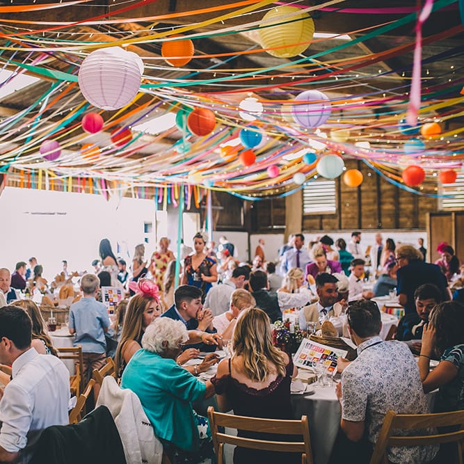 Outdoor Summer Wedding With Bright Colour Scheme With Colourful Homemade Decor And Images From Story + Colour Photography