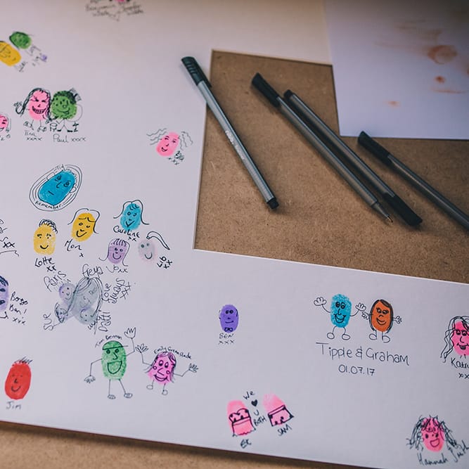 Finger Print Wedding Guest Book // Outdoor Summer Wedding With Bright Colour Scheme With Colourful Homemade Decor And Images From Story + Colour Photography