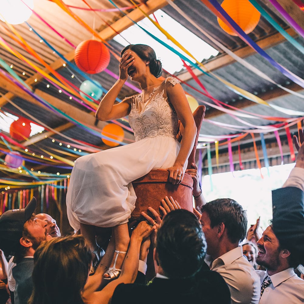 Outdoor Summer Wedding With Bright Colour Scheme With Colourful Homemade Decor And Images From Story + Colour Photography