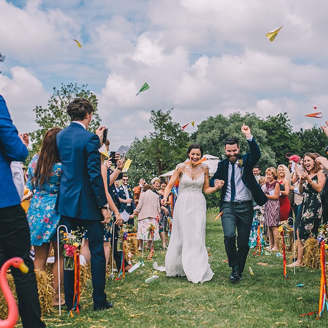 Outdoor Summer Wedding With Bright Colour Scheme With Colourful Homemade Decor And Images From Story + Colour Photography