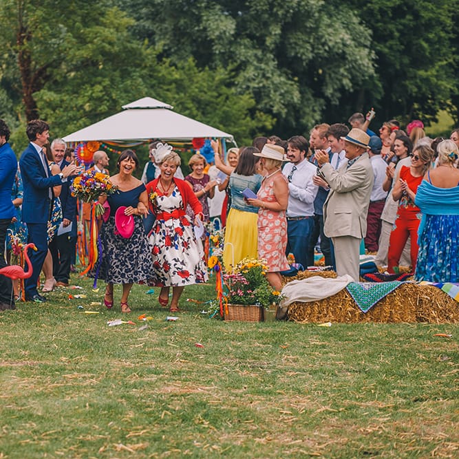 Outdoor Summer Wedding With Bright Colour Scheme With Colourful Homemade Decor And Images From Story + Colour Photography