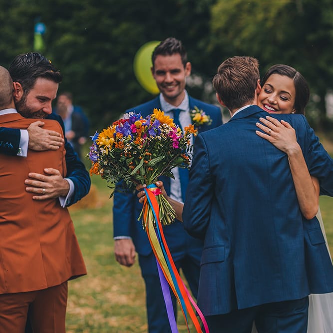 Outdoor Summer Wedding With Bright Colour Scheme With Colourful Homemade Decor And Images From Story + Colour Photography