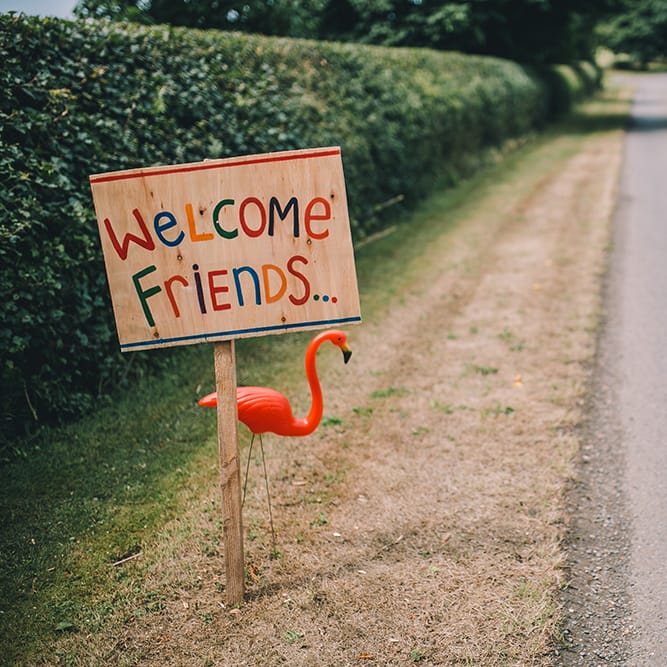 Colourful Welcome Sign For Wedding // Image By Story + Colour