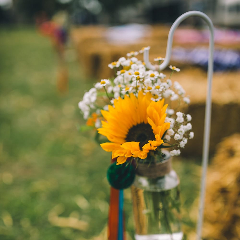 Sunflower Chair Backs For Wedding // Image By Story + Colour