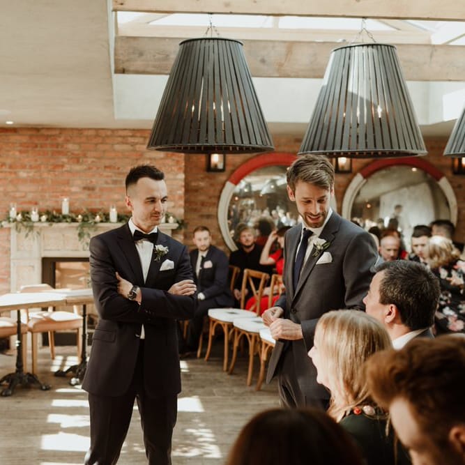 Groom In Tux Emma Beaumont Bespoke Bride For A Stylish Intimate Town House Wedding In Cheltenham With Images From The Curries & Florals Ruby And The Wolf