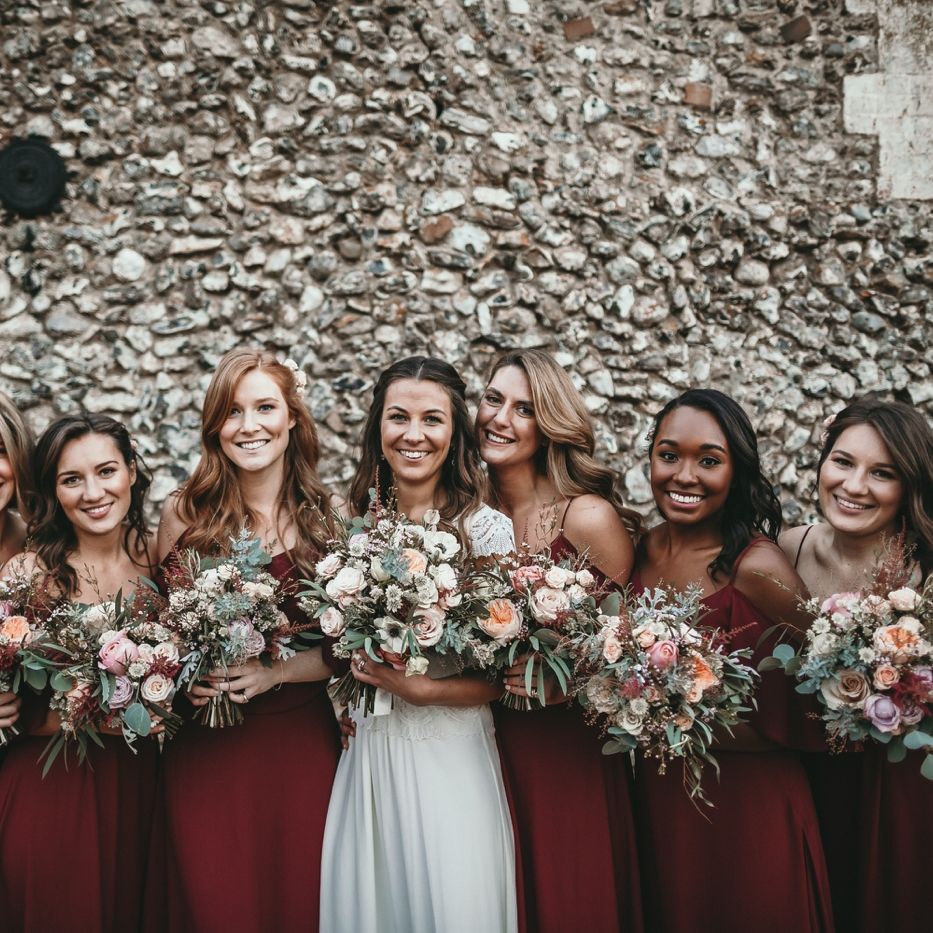 Bridesmaids In Rewritten | Cold Shoulder Wedding Dresses | Chianti Bridesmaids Dresses