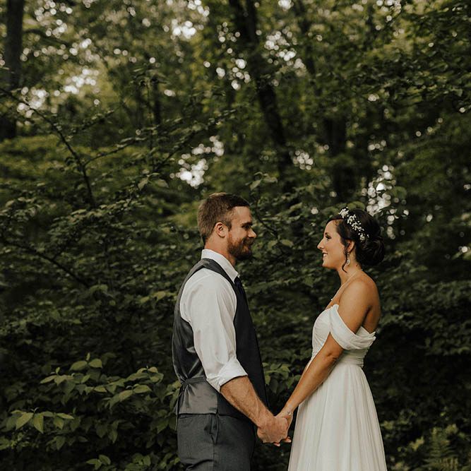 Jenny Yoo Bride For An Outdoor Farm Wedding In Maryland USA With Bridesmaids In Mismatched Dresses & Images From Erin Krespan