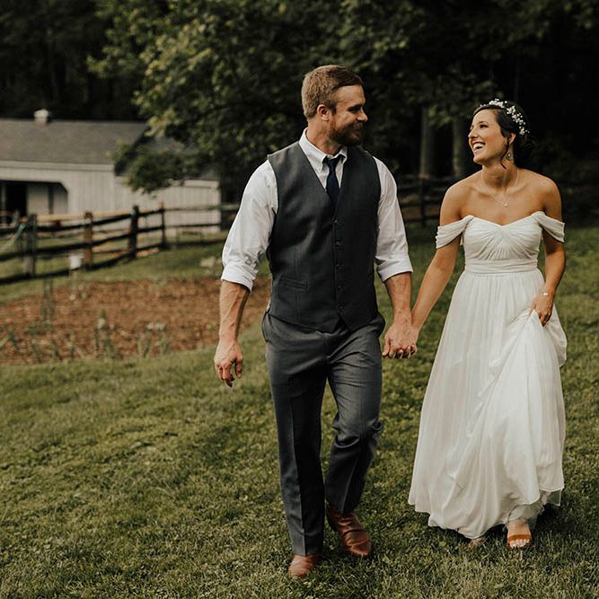 Jenny Yoo Bride For An Outdoor Farm Wedding In Maryland USA With Bridesmaids In Mismatched Dresses & Images From Erin Krespan