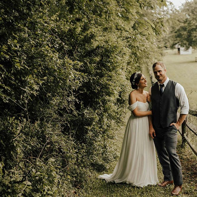 Jenny Yoo Bride For An Outdoor Farm Wedding In Maryland USA With Bridesmaids In Mismatched Dresses & Images From Erin Krespan