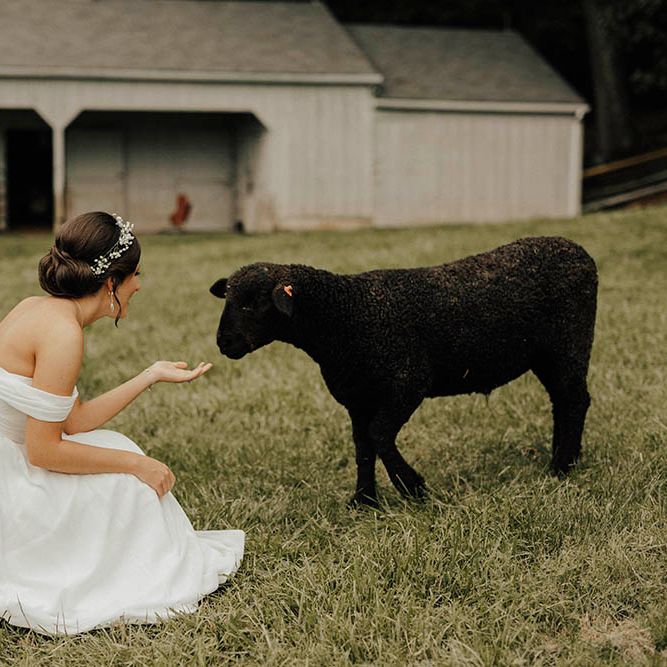 Jenny Yoo Bride For An Outdoor Farm Wedding In Maryland USA With Bridesmaids In Mismatched Dresses & Images From Erin Krespan