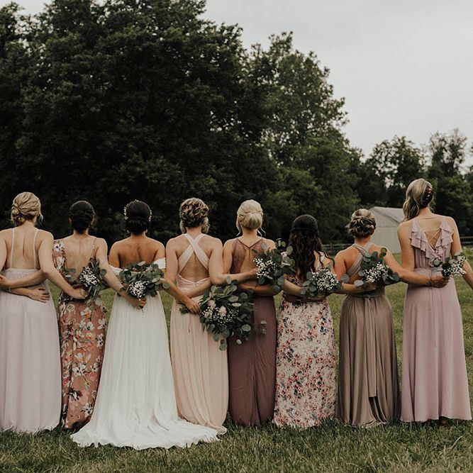 Jenny Yoo Bride For An Outdoor Farm Wedding In Maryland USA With Bridesmaids In Mismatched Dresses & Images From Erin Krespan