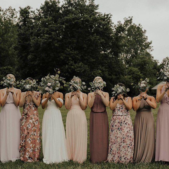 Jenny Yoo Bride For An Outdoor Farm Wedding In Maryland USA With Bridesmaids In Mismatched Dresses & Images From Erin Krespan
