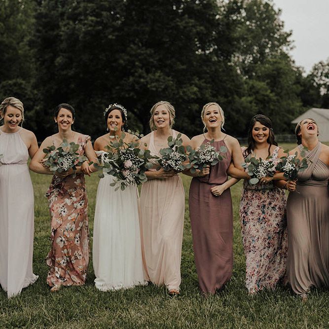 Jenny Yoo Bride For An Outdoor Farm Wedding In Maryland USA With Bridesmaids In Mismatched Dresses & Images From Erin Krespan