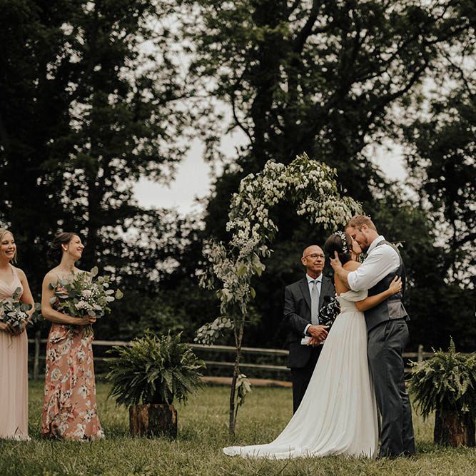 Jenny Yoo Bride For An Outdoor Farm Wedding In Maryland USA With Bridesmaids In Mismatched Dresses & Images From Erin Krespan