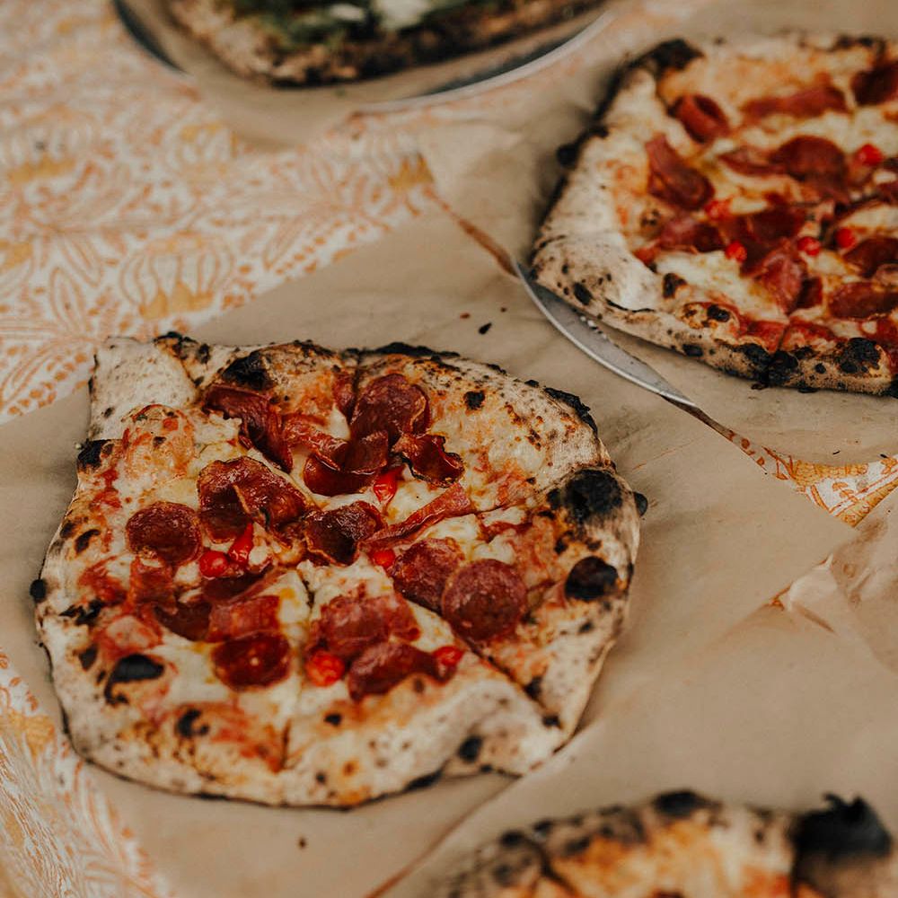 Pizza For Wedding Reception | Jenny Yoo Bride For An Outdoor Farm Wedding In Maryland USA With Bridesmaids In Mismatched Dresses & Images From Erin Krespan