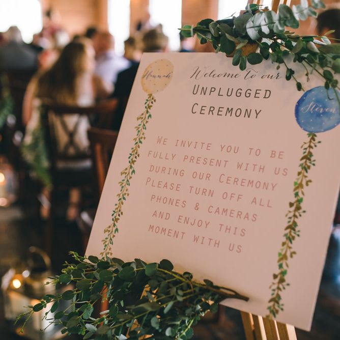 Unplugged Wedding Ceremony Sign by Yellowstone Paper Works by Matt Brown Photography
