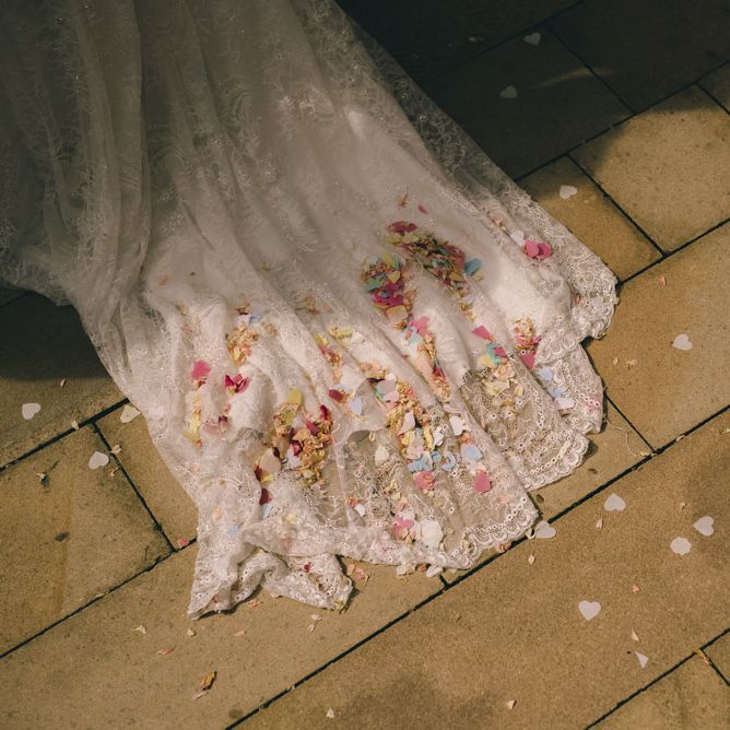 Bridal Train with Confetti by Matt Brown Photography