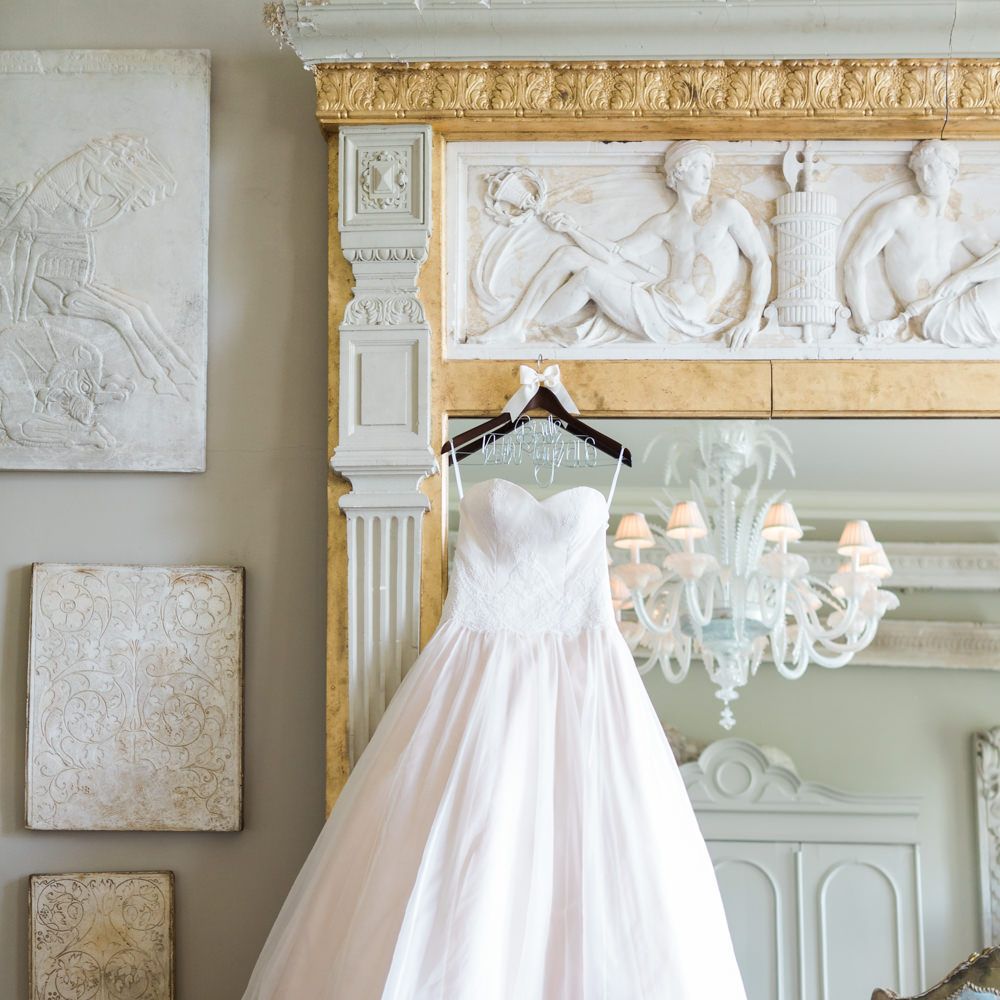 Blush Pink Sarah Bussey from Ivory & Co. Wedding Dress | Elegant Blush Pink & White Wedding at Aynhoe Park in Oxfordshire | Lucy Davenport Photography