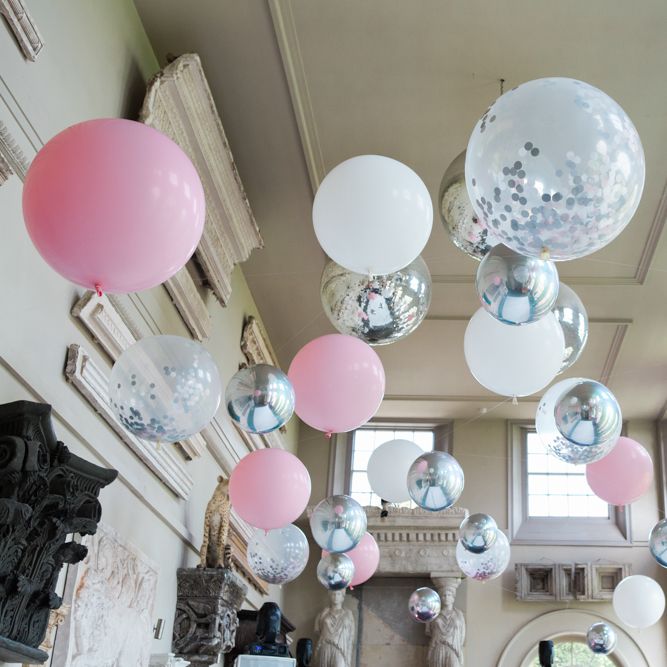 Bubblegum Balloons Wedding Decor | Elegant Blush Pink & White Wedding at Aynhoe Park in Oxfordshire | Lucy Davenport Photography