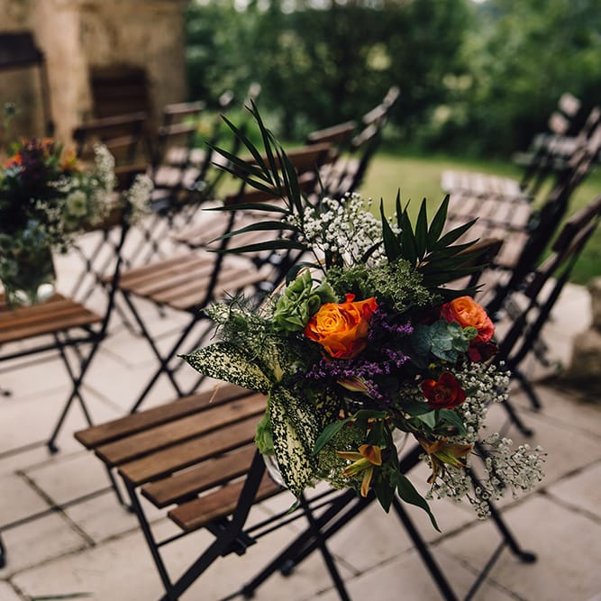 Greenery & Orange Chair Back Decor