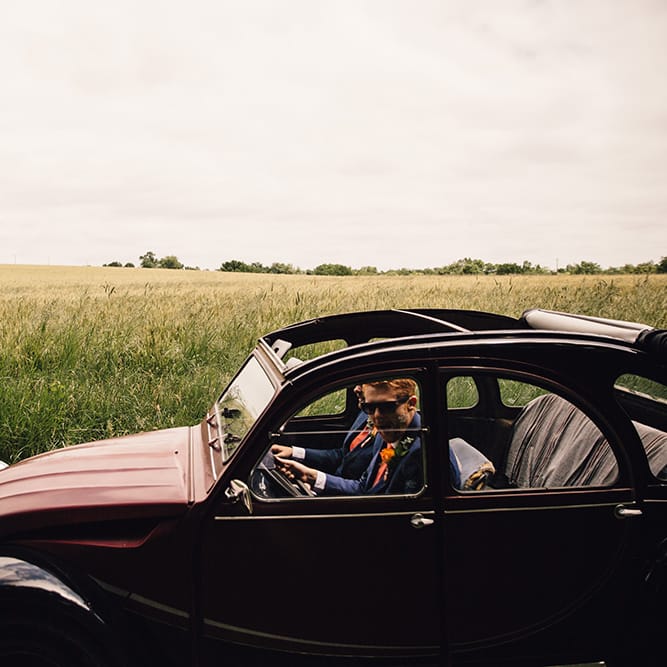 Groomsmen in Wedding Car