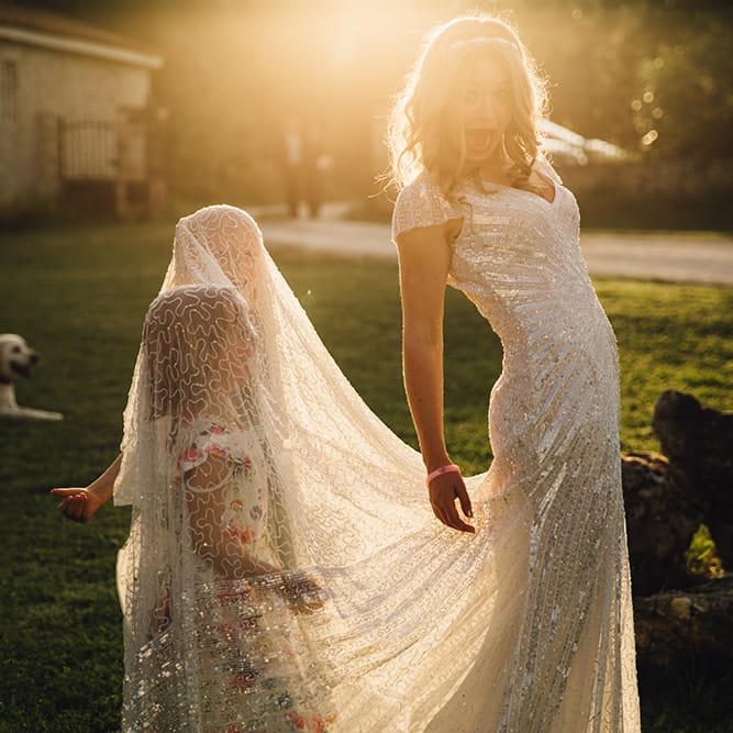 Bride in Eliza Jane Howell Gown