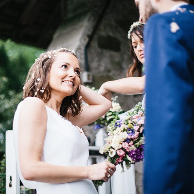 Rime Arodaky Bride For A Rustic Wild Flower Filled Wedding at Anran Devon With Mismatched Bridesmaids Dresses & Images From A Thing Like That Photography