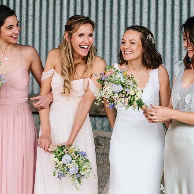 Rime Arodaky Bride For A Rustic Wild Flower Filled Wedding at Anran Devon With Mismatched Bridesmaids Dresses & Images From A Thing Like That Photography