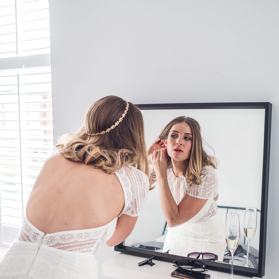 Bridal Preparations | Bride in Watters Lenora Gown from Agape Bridal | Contemporary City Wedding at People's History Museum & Hope Mill Theatre, Manchester Planned by Alternative Weddings MCR | Babb Photography