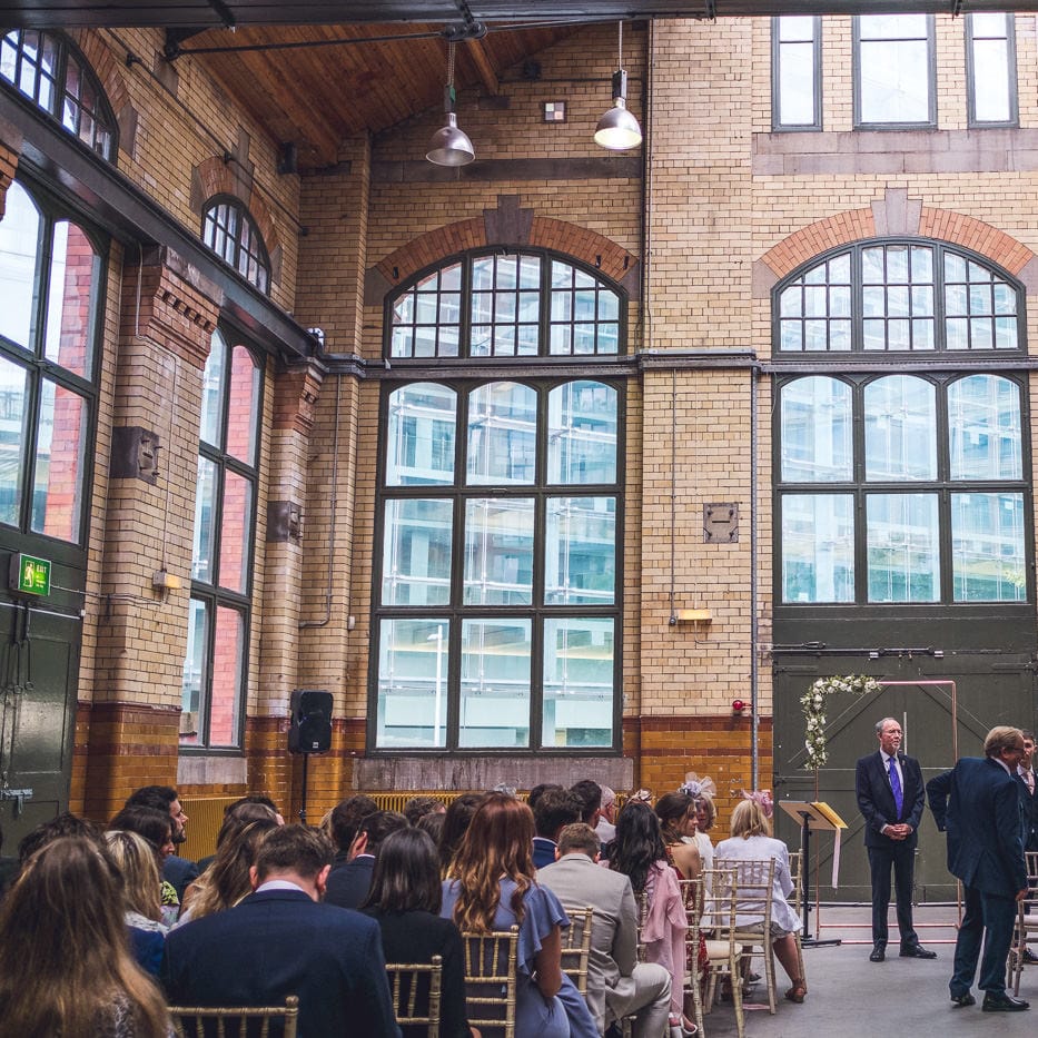 Wedding Ceremony | Groom in Navy Suit | Contemporary City Wedding at People's History Museum & Hope Mill Theatre, Manchester Planned by Alternative Weddings MCR | Babb Photography