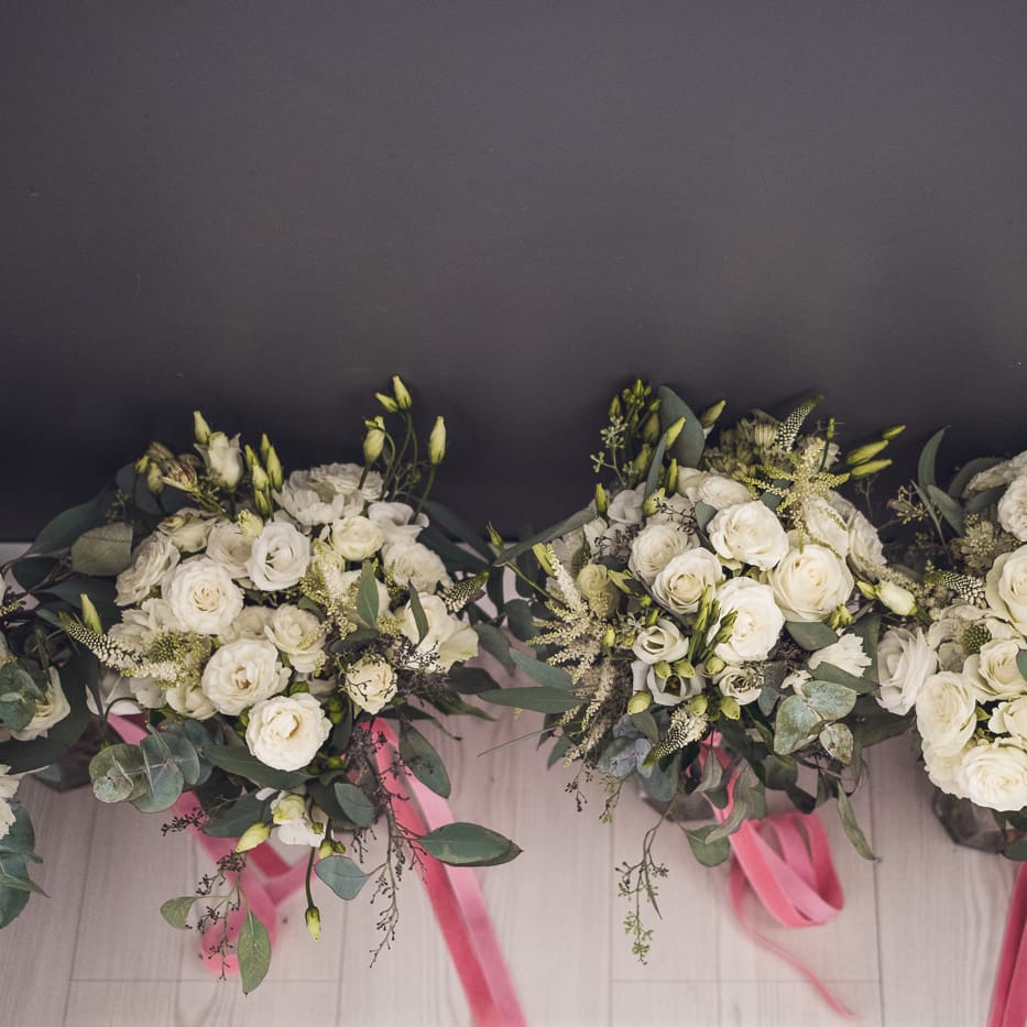 White & Green Bouquets | Contemporary City Wedding at People's History Museum & Hope Mill Theatre, Manchester Planned by Alternative Weddings MCR | Babb Photography