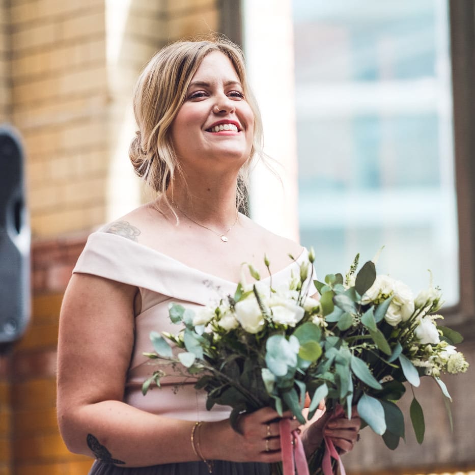 Wedding Ceremony | Bridesmaid | Contemporary City Wedding at People's History Museum & Hope Mill Theatre, Manchester Planned by Alternative Weddings MCR | Babb Photography