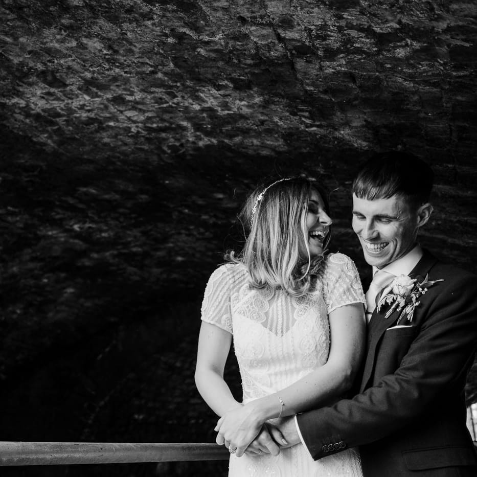Bride in Lenora Watters Gown | Groom in Navy Suit | Contemporary City Wedding at People's History Museum & Hope Mill Theatre, Manchester Planned by Alternative Weddings MCR | Babb Photography