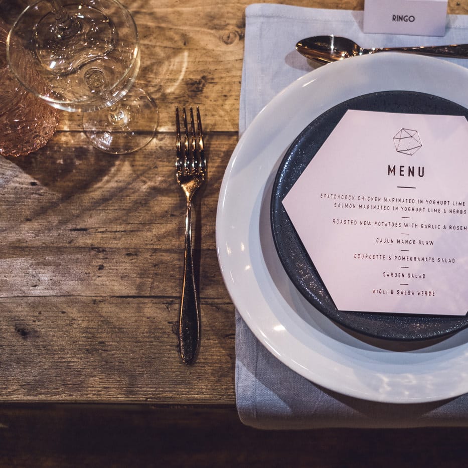 Place Setting | Contemporary City Wedding at People's History Museum & Hope Mill Theatre, Manchester Planned by Alternative Weddings MCR | Babb Photography