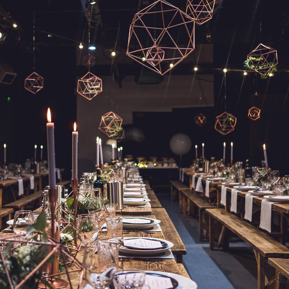 Copper & Geometric Wedding Decor | Contemporary City Wedding at People's History Museum & Hope Mill Theatre, Manchester Planned by Alternative Weddings MCR | Babb Photography