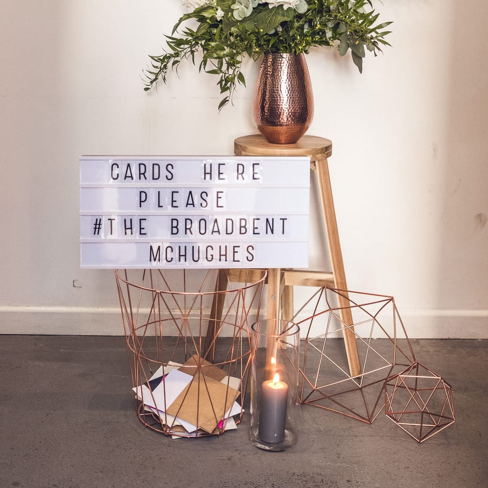 Geometric Copper Wedding Car Basket | Contemporary City Wedding at People's History Museum & Hope Mill Theatre, Manchester Planned by Alternative Weddings MCR | Babb Photography