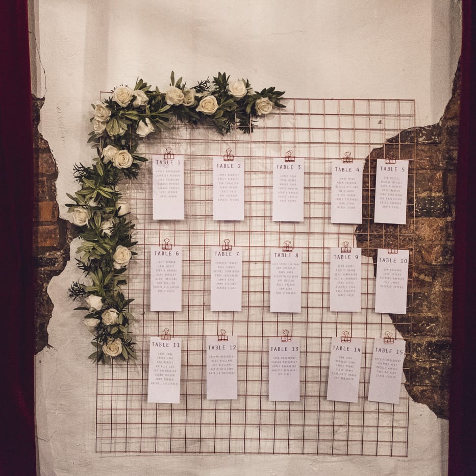 Wire Copper Table Plan | Contemporary City Wedding at People's History Museum & Hope Mill Theatre, Manchester Planned by Alternative Weddings MCR | Babb Photography