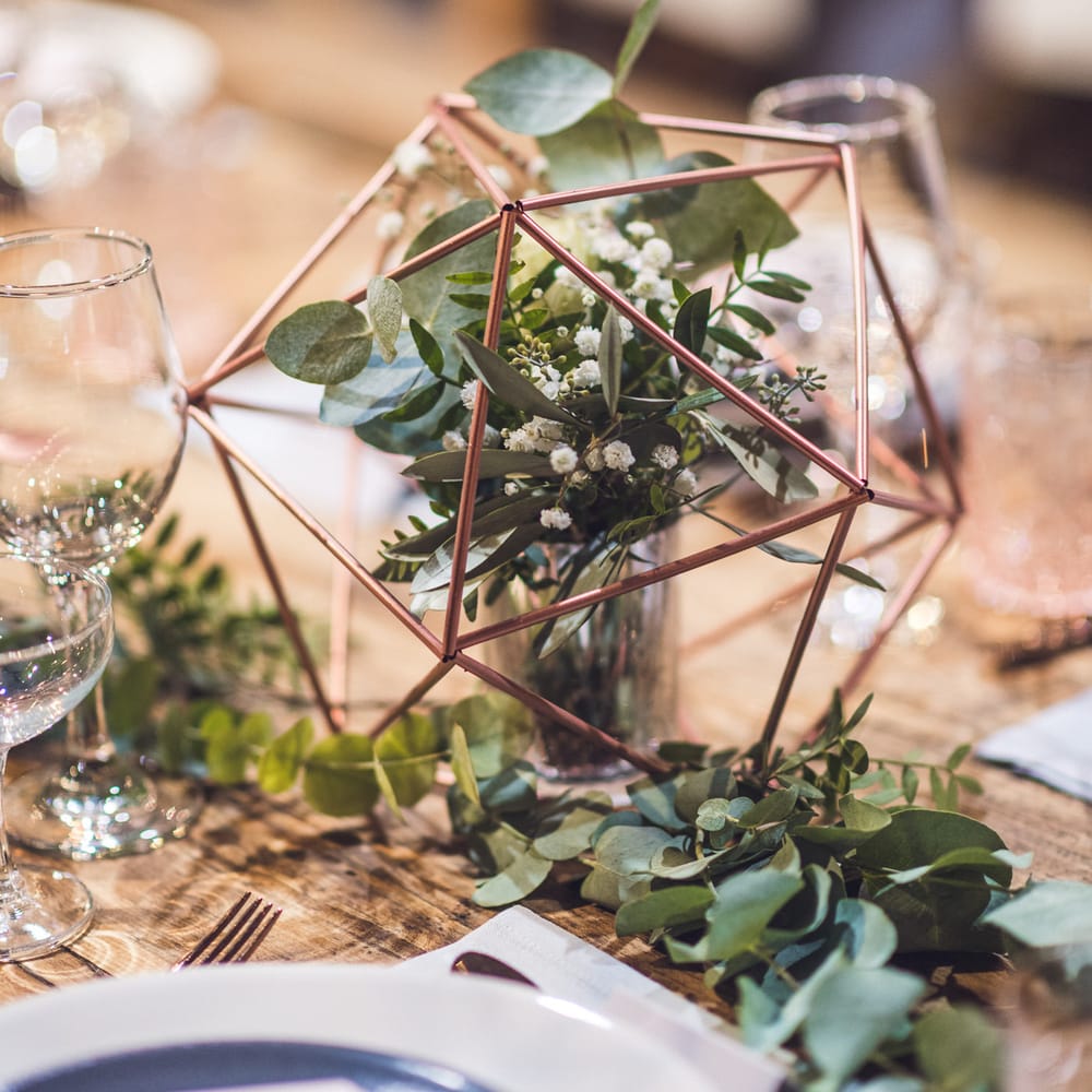 Copper Geometric Wedding Decor | Contemporary City Wedding at People's History Museum & Hope Mill Theatre, Manchester Planned by Alternative Weddings MCR | Babb Photography