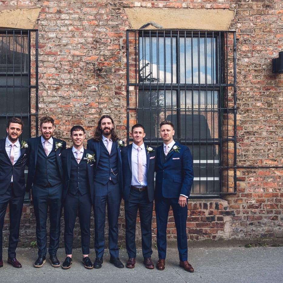 Groomsmen in Navy Suits | Contemporary City Wedding at People's History Museum & Hope Mill Theatre, Manchester Planned by Alternative Weddings MCR | Babb Photography