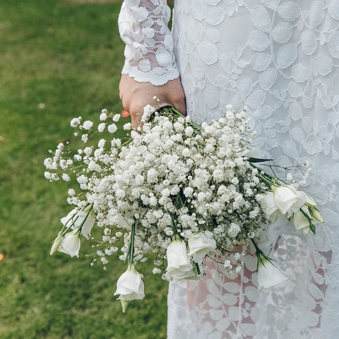 Bride & Bridesmaids in White Dresses by Harriet Holling