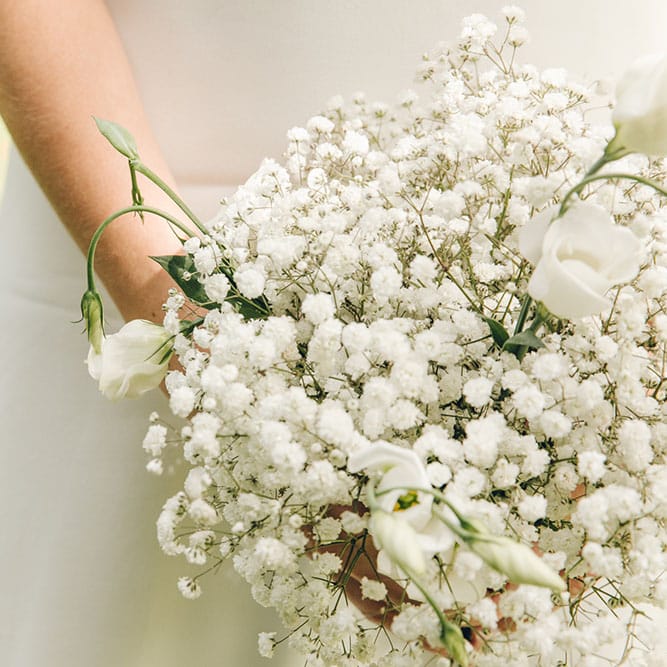 Bride & Bridesmaids in White Dresses by Harriet Holling