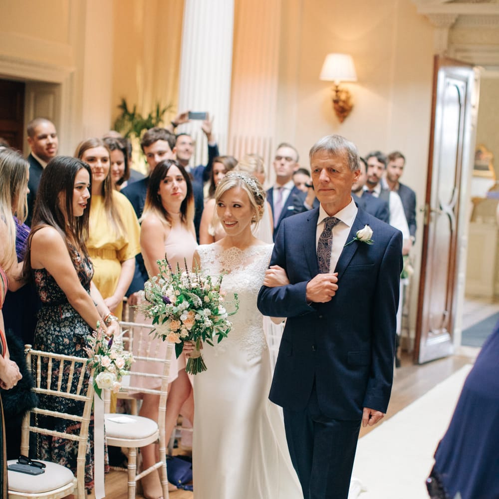 Wedding Ceremony | Bridal Entrance in Pronovias Gown | Elegant, Pastel Wedding at Hedsor House, Buckinghamshire | M & J Photography | Shoot It Yourself Films